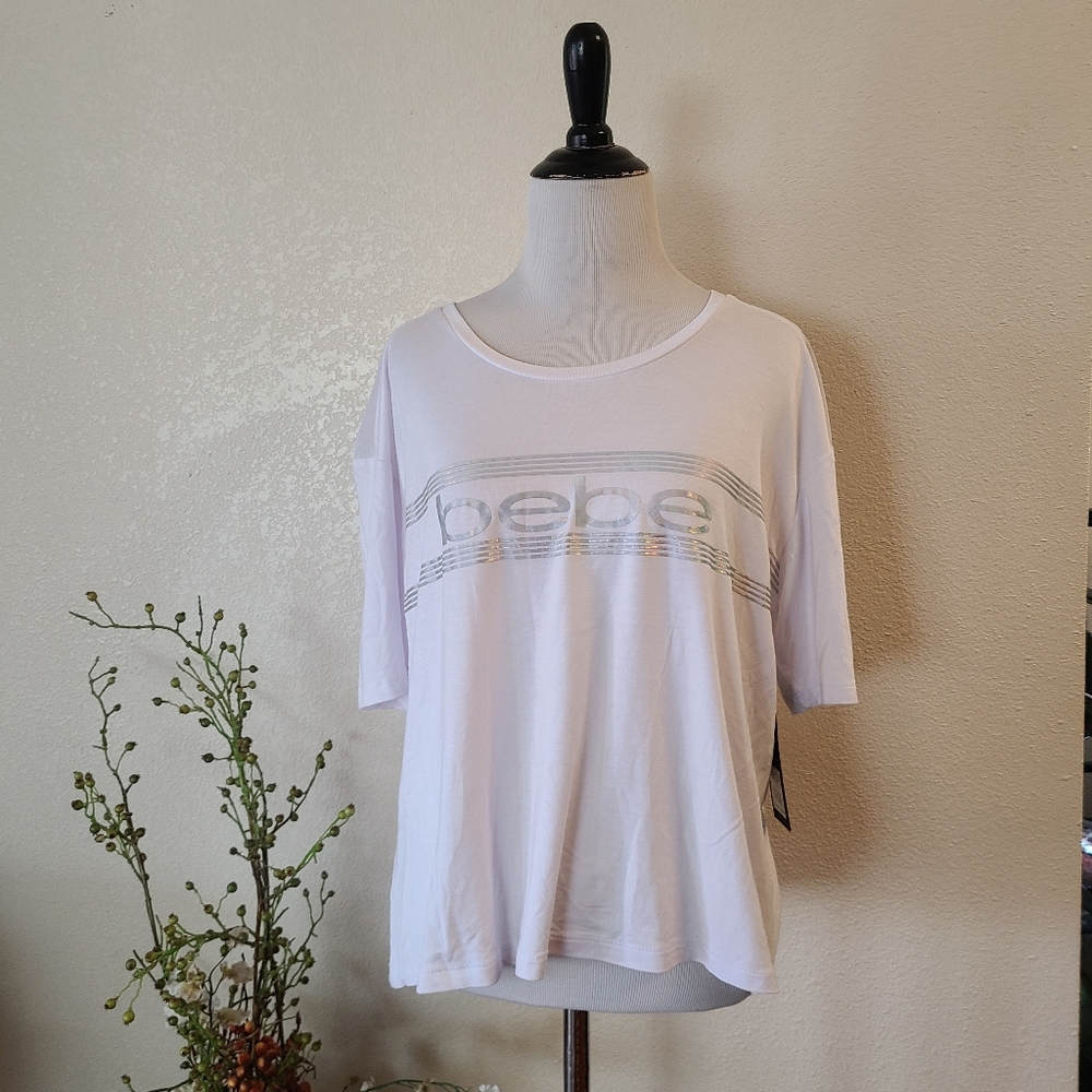 Bebe Crop Top Logo White Large